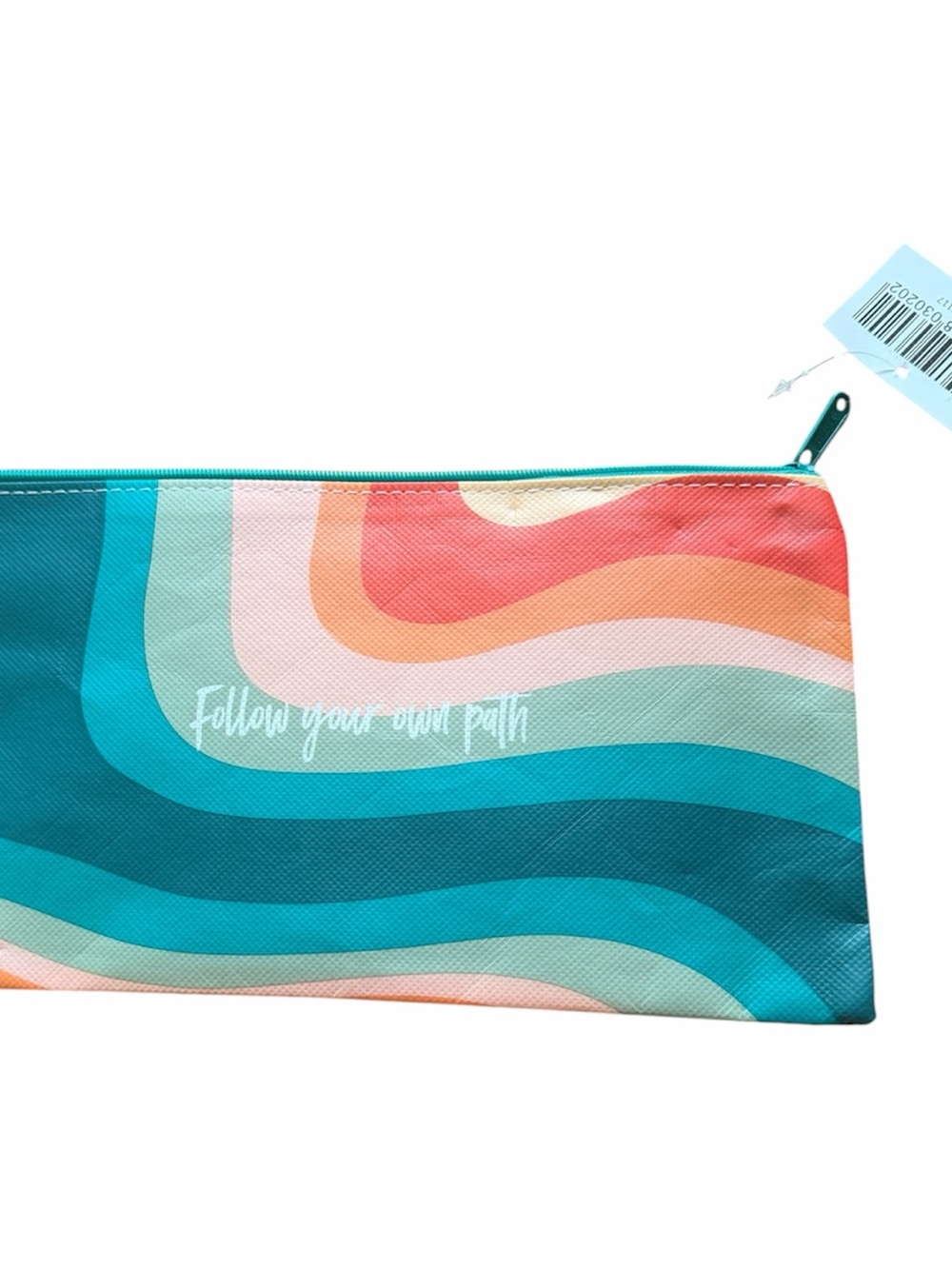 Thrive Causemetics Wave Zip Cosmetic Makeup Bag Teal Aqua Travel Pouch NWOT